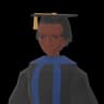 A student in a convocation gown